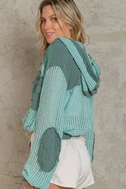 POL Woven Buttonup Hoodie - Emerald Sage on Simply Obsessed