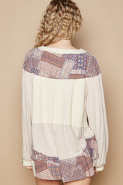 POL Patchwork Knit Top-OATMEAL on Simply Obsessed
