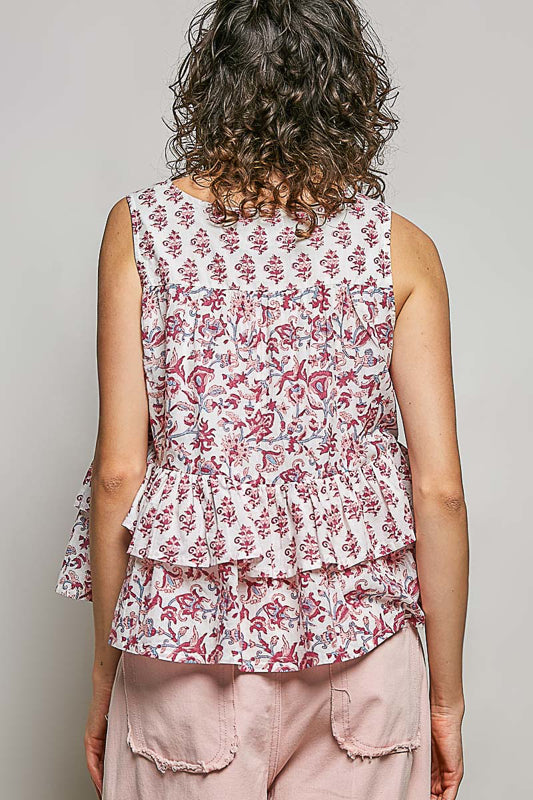 POL MIxed Print Sleeveless Blouse on Simply Obsessed