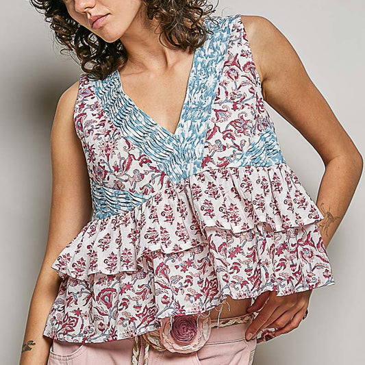 POL MIxed Print Sleeveless Blouse on Simply Obsessed