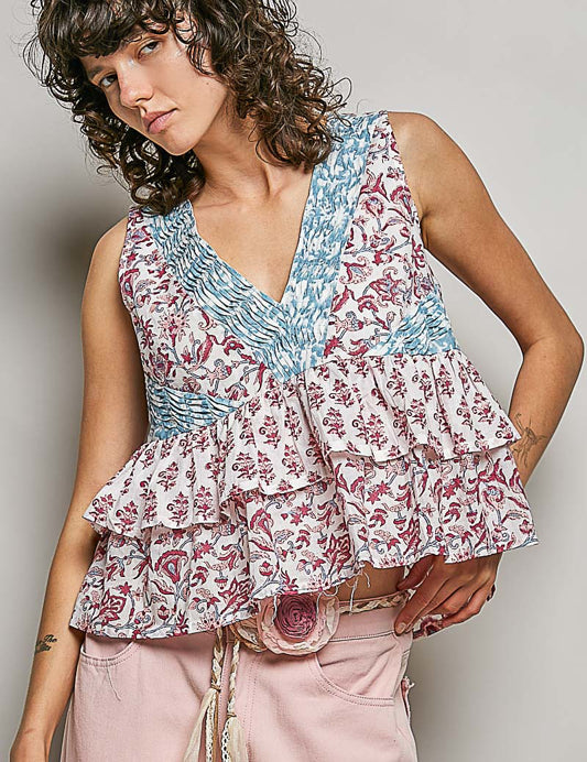 POL MIxed Print Sleeveless Blouse on Simply Obsessed