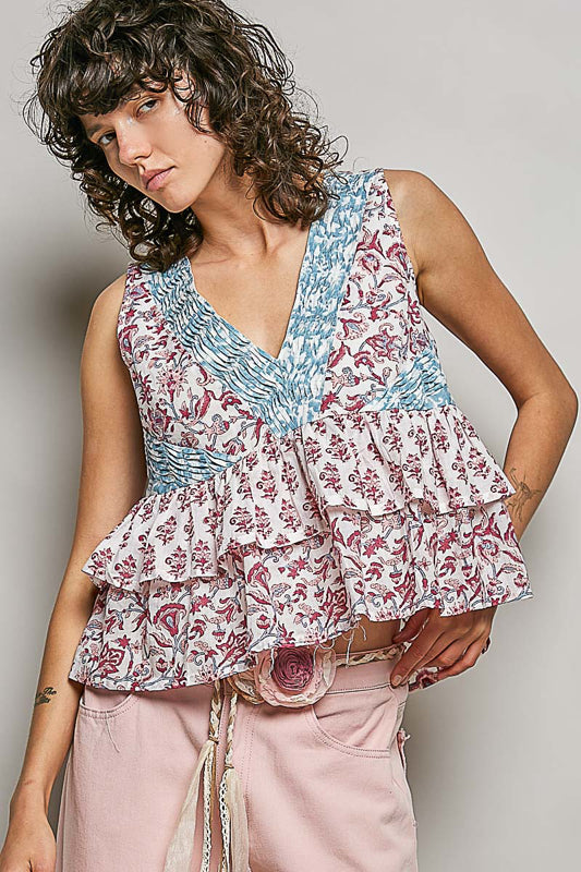 POL MIxed Print Sleeveless Blouse on Simply Obsessed