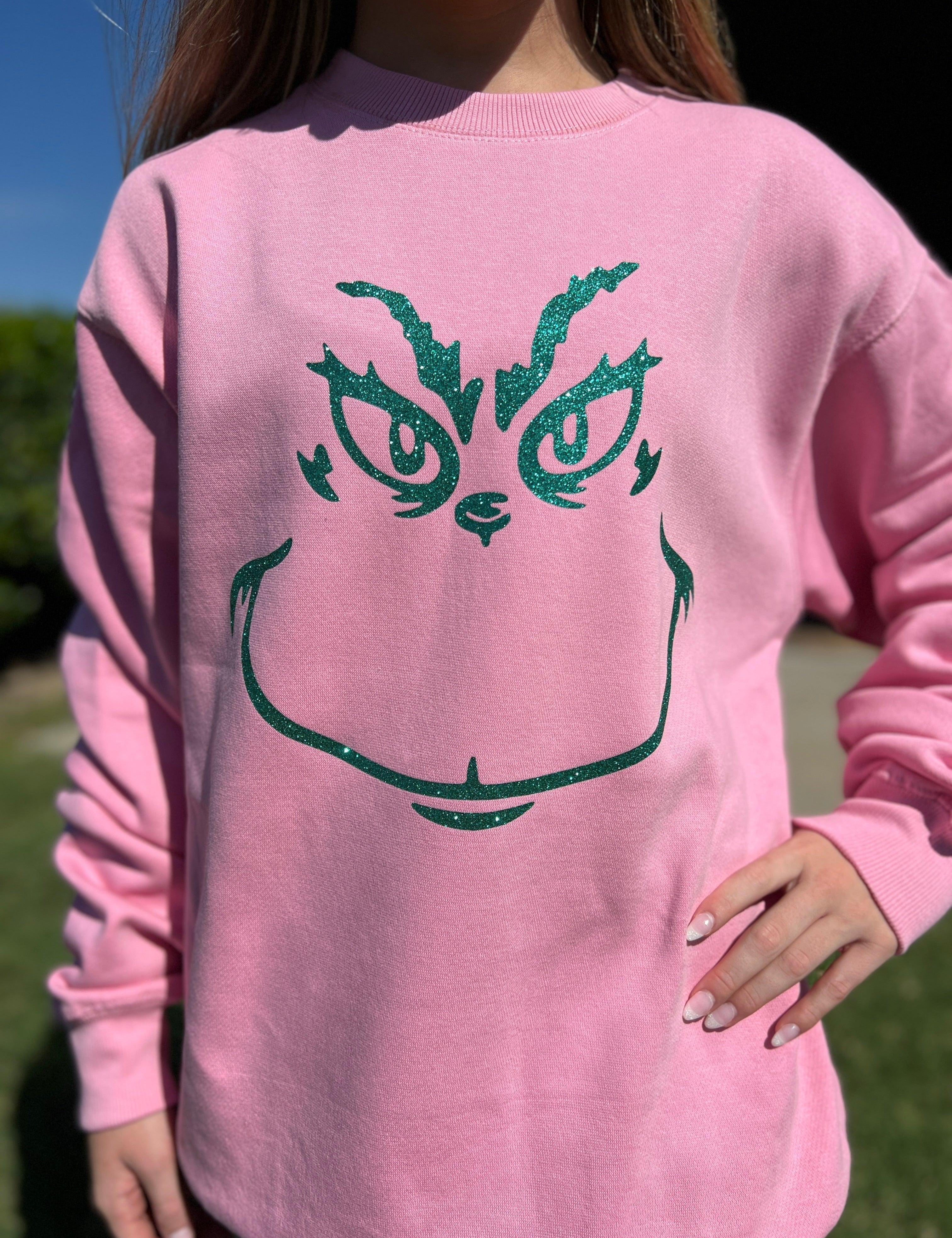 *PREORDER* MALIBU HIPPIE Pink Grinch Sweatshirt on Simply Obsessed
