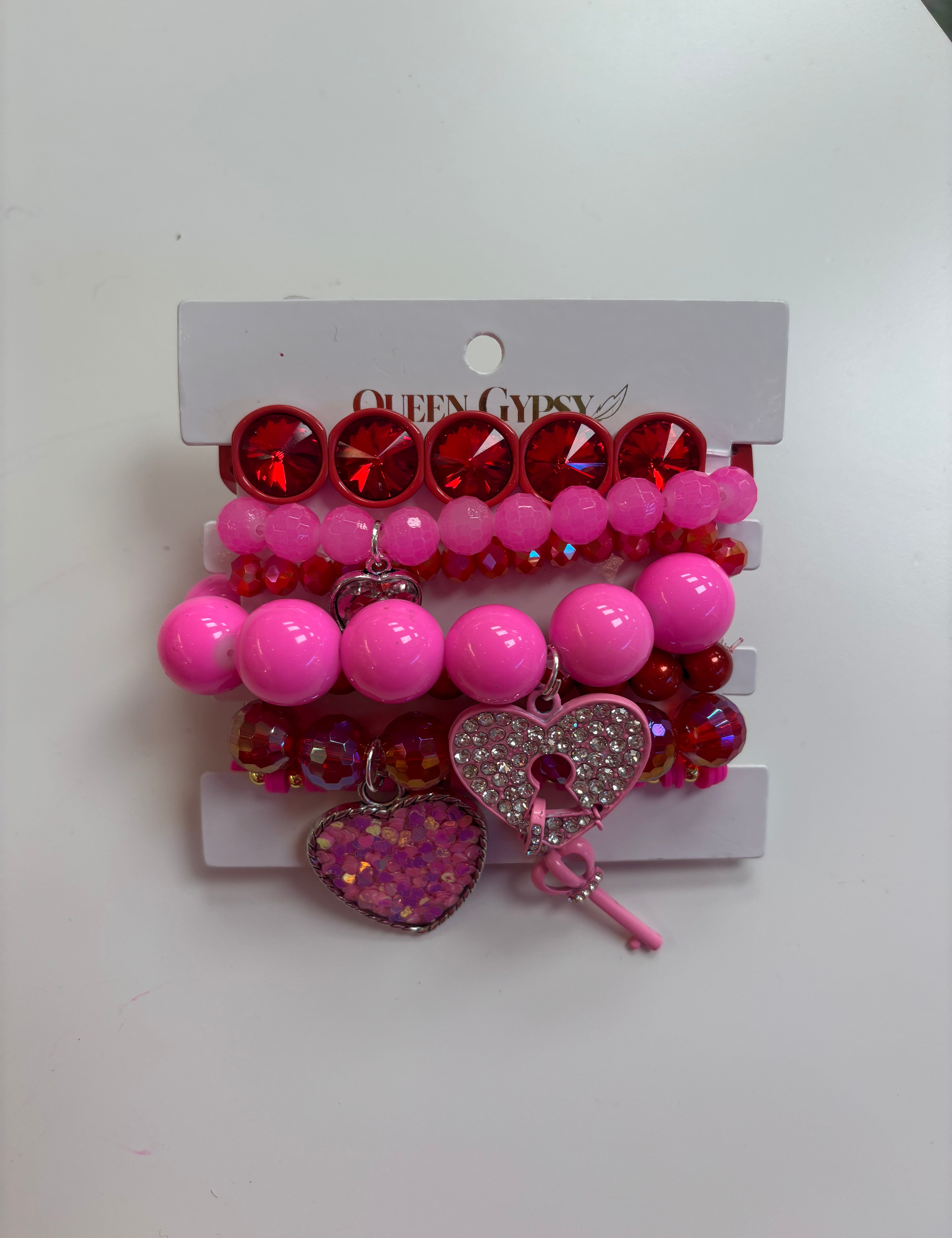 QUEEN GYPSY Pink Lock + Key Bracelet Stack on Simply Obsessed