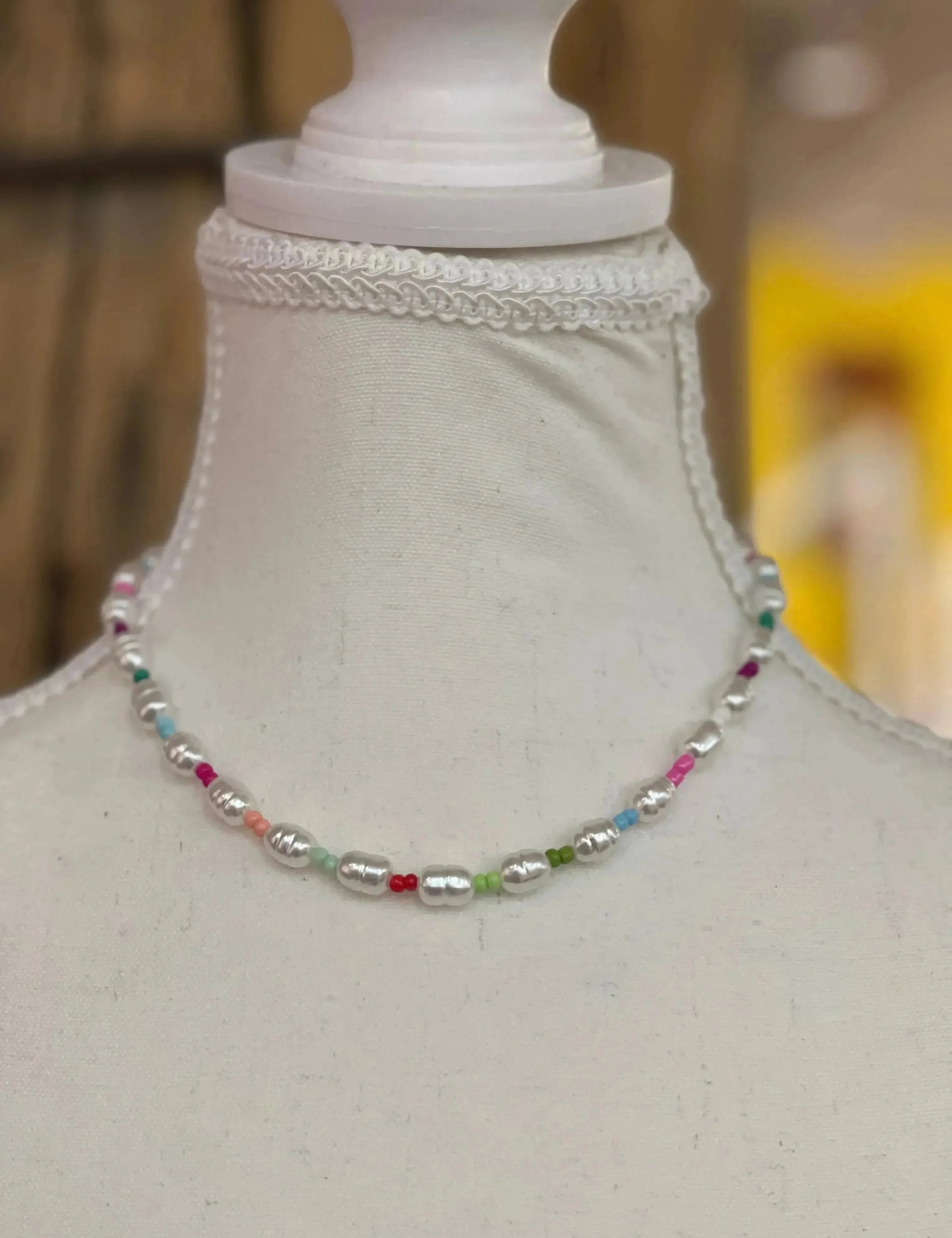 Rainbow Pearl Beaded Necklace on Simply Obsessed