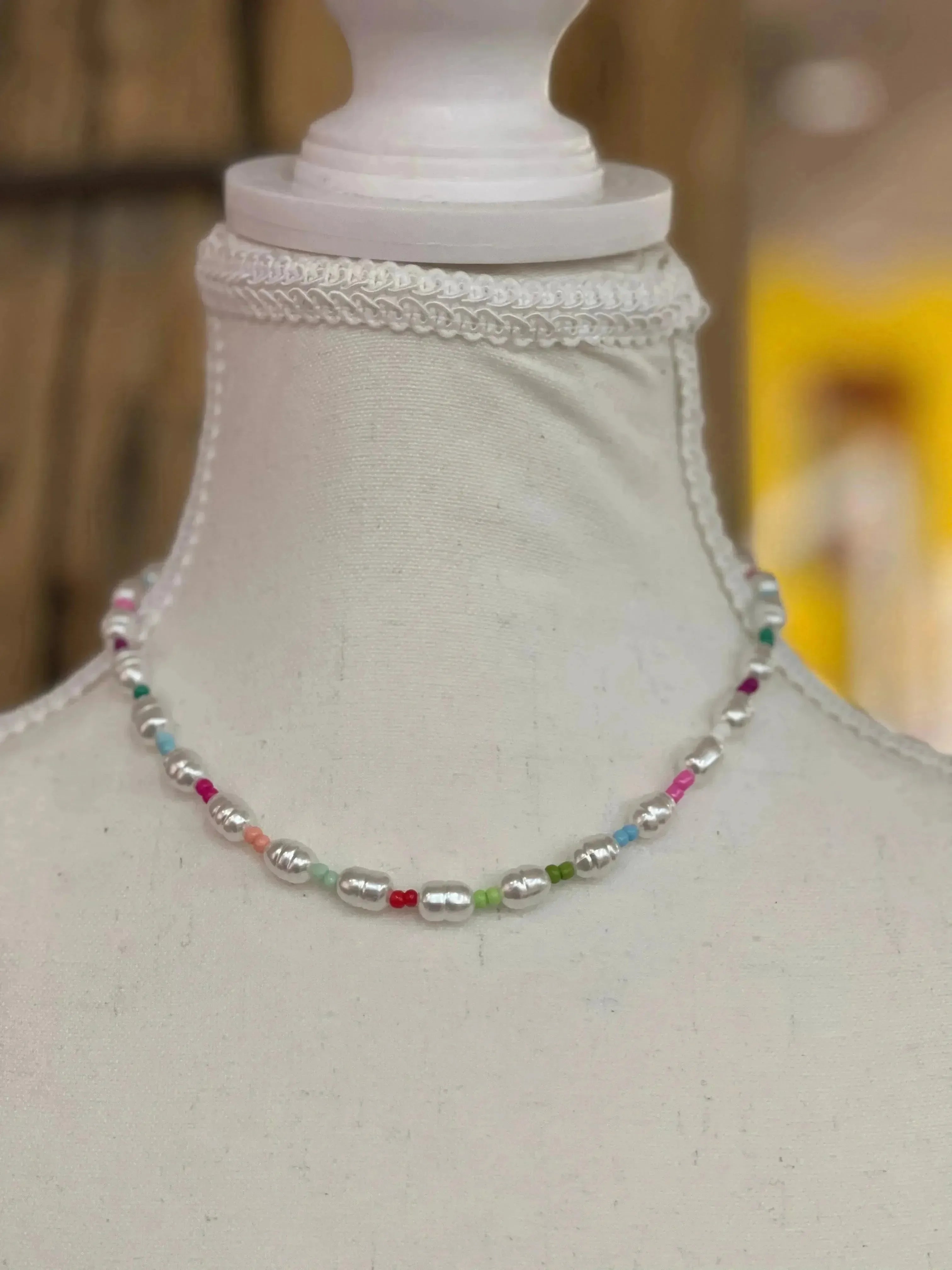 Rainbow Pearl Beaded Necklace on Simply Obsessed