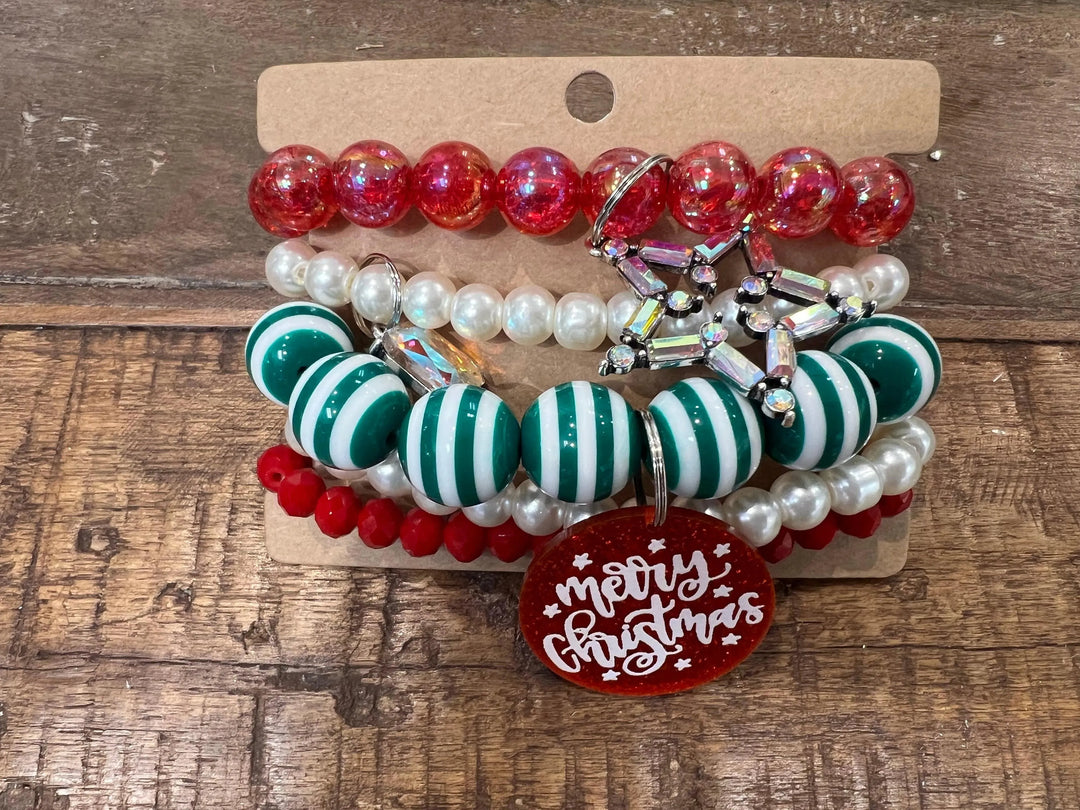 Red & Green Christmas Bracelet Stack on Simply Obsessed