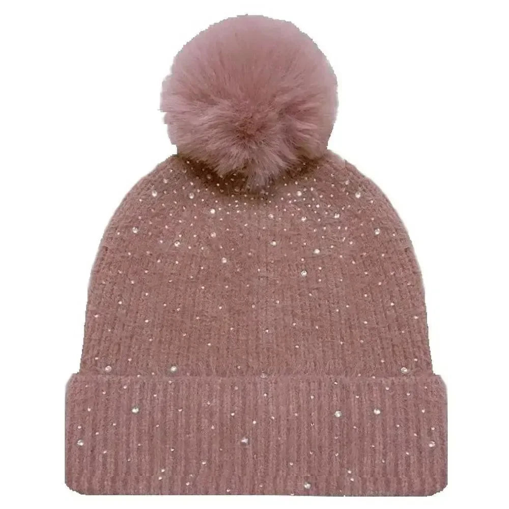 Rhinestone Pom Pom Beanies on Simply Obsessed