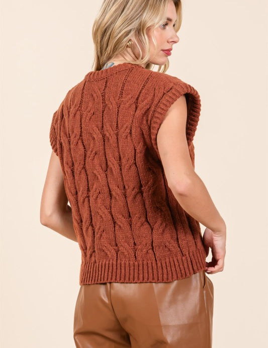 GEEGEE LOVELO Cable Knit Sweater Vest on Simply Obsessed