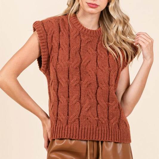 GEEGEE LOVELO Cable Knit Sweater Vest on Simply Obsessed