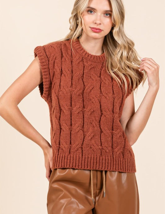GEEGEE LOVELO Cable Knit Sweater Vest on Simply Obsessed