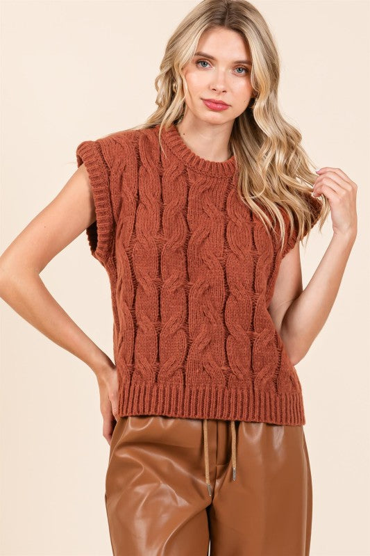 GEEGEE LOVELO Cable Knit Sweater Vest on Simply Obsessed