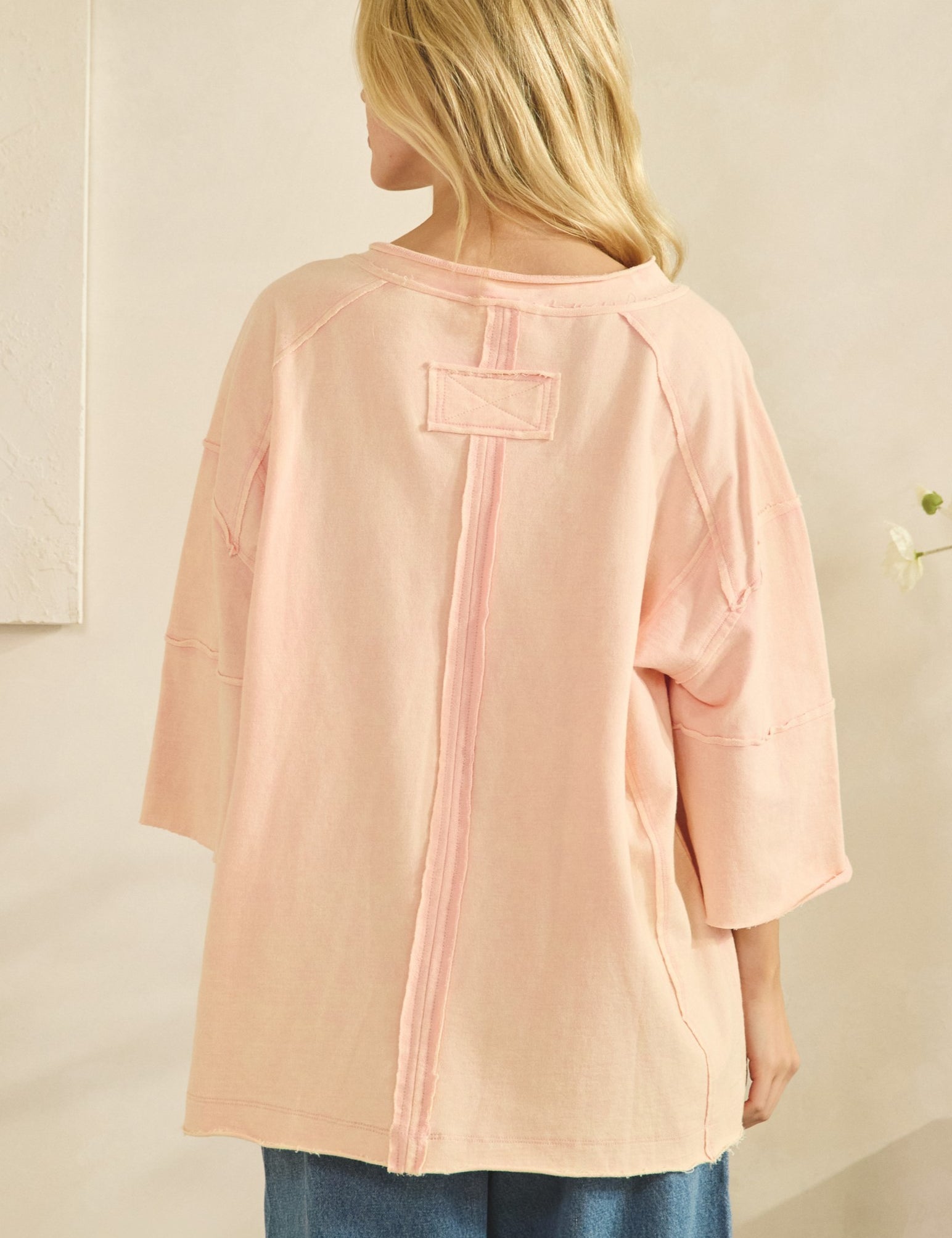 SAGE & FIG Oversized Patchwork Love Top on Simply Obsessed