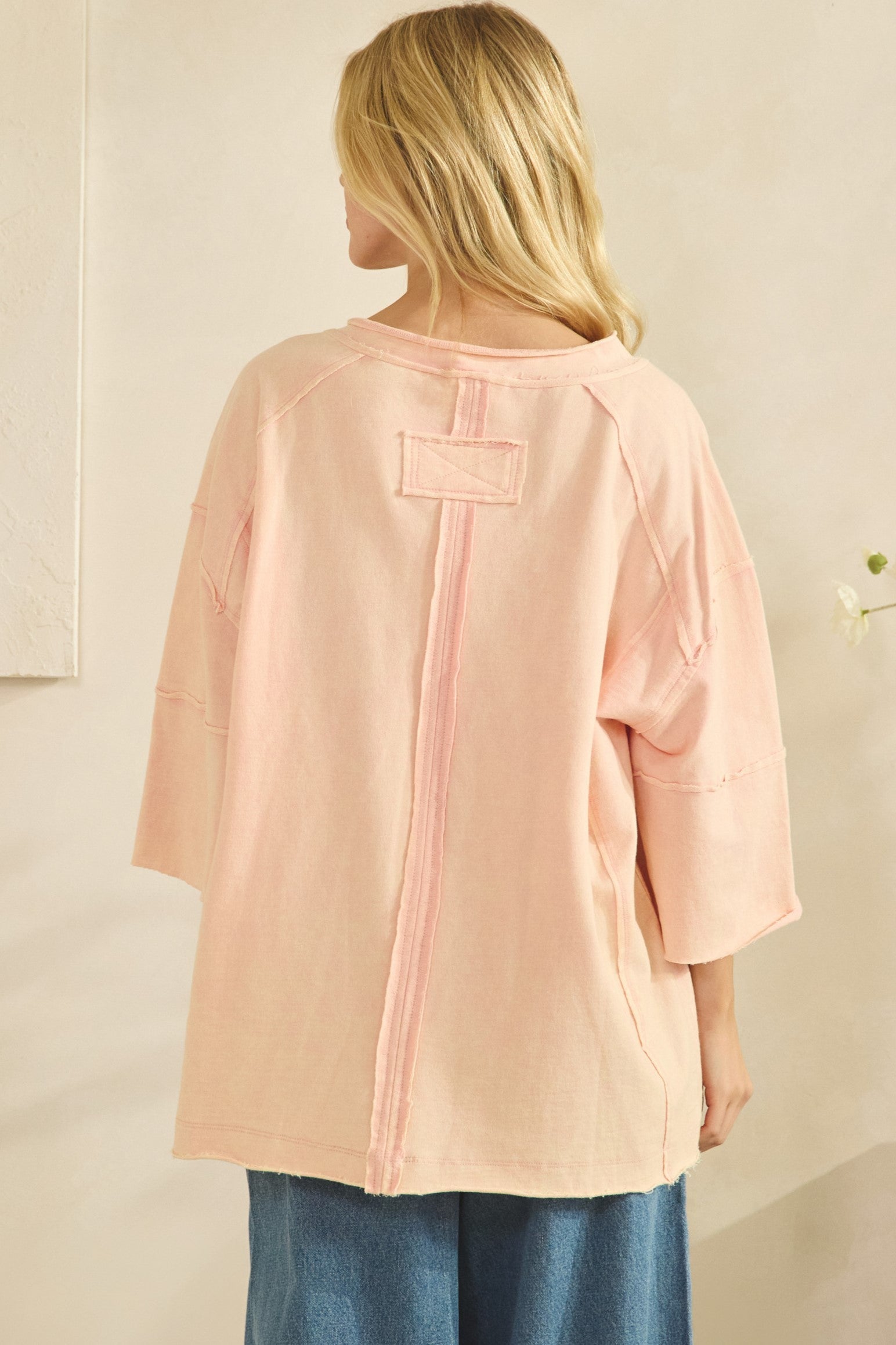 SAGE & FIG Oversized Patchwork Love Top on Simply Obsessed