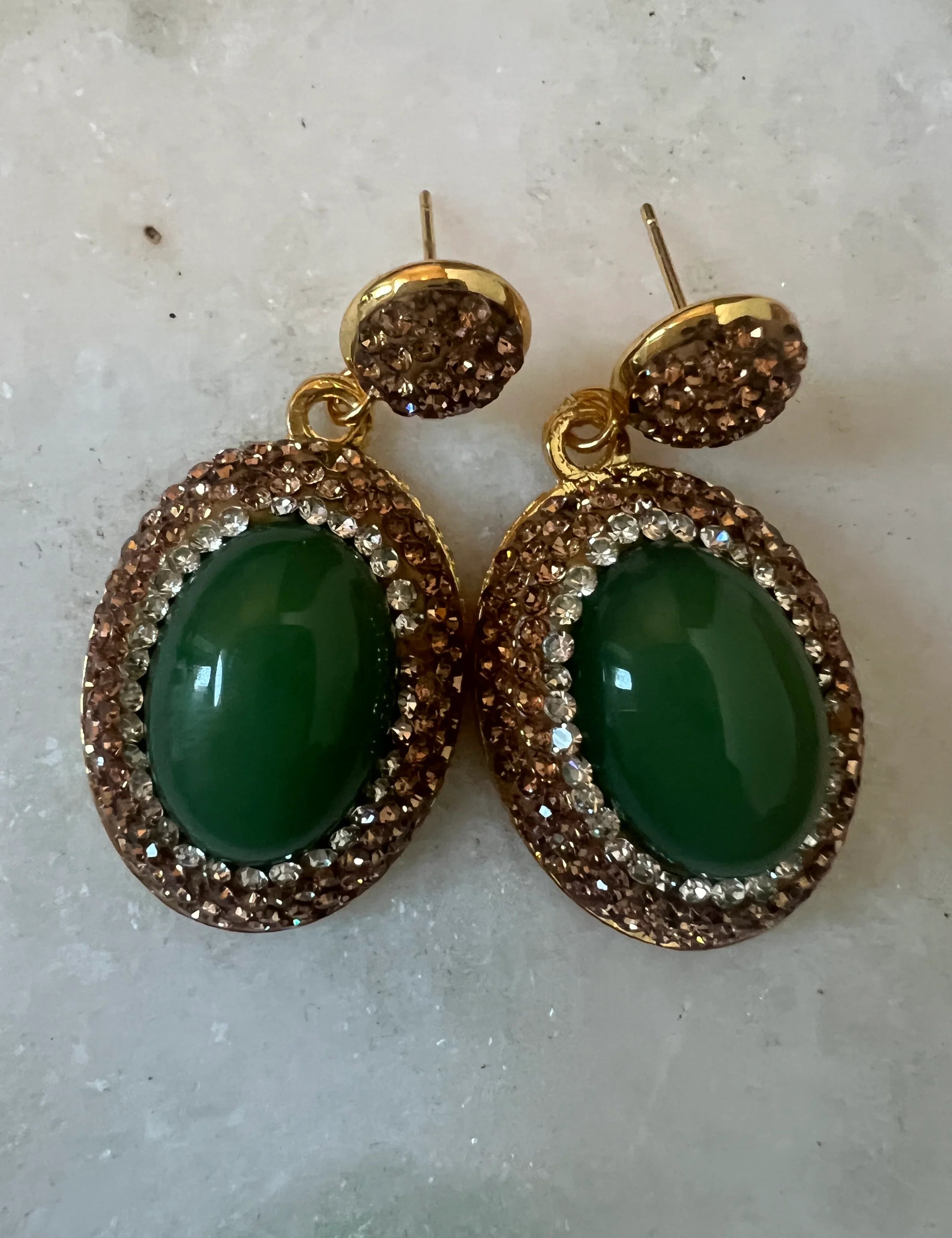 SALT OF THE EARTH Jade Rhinestone Earrings on Simply Obsessed
