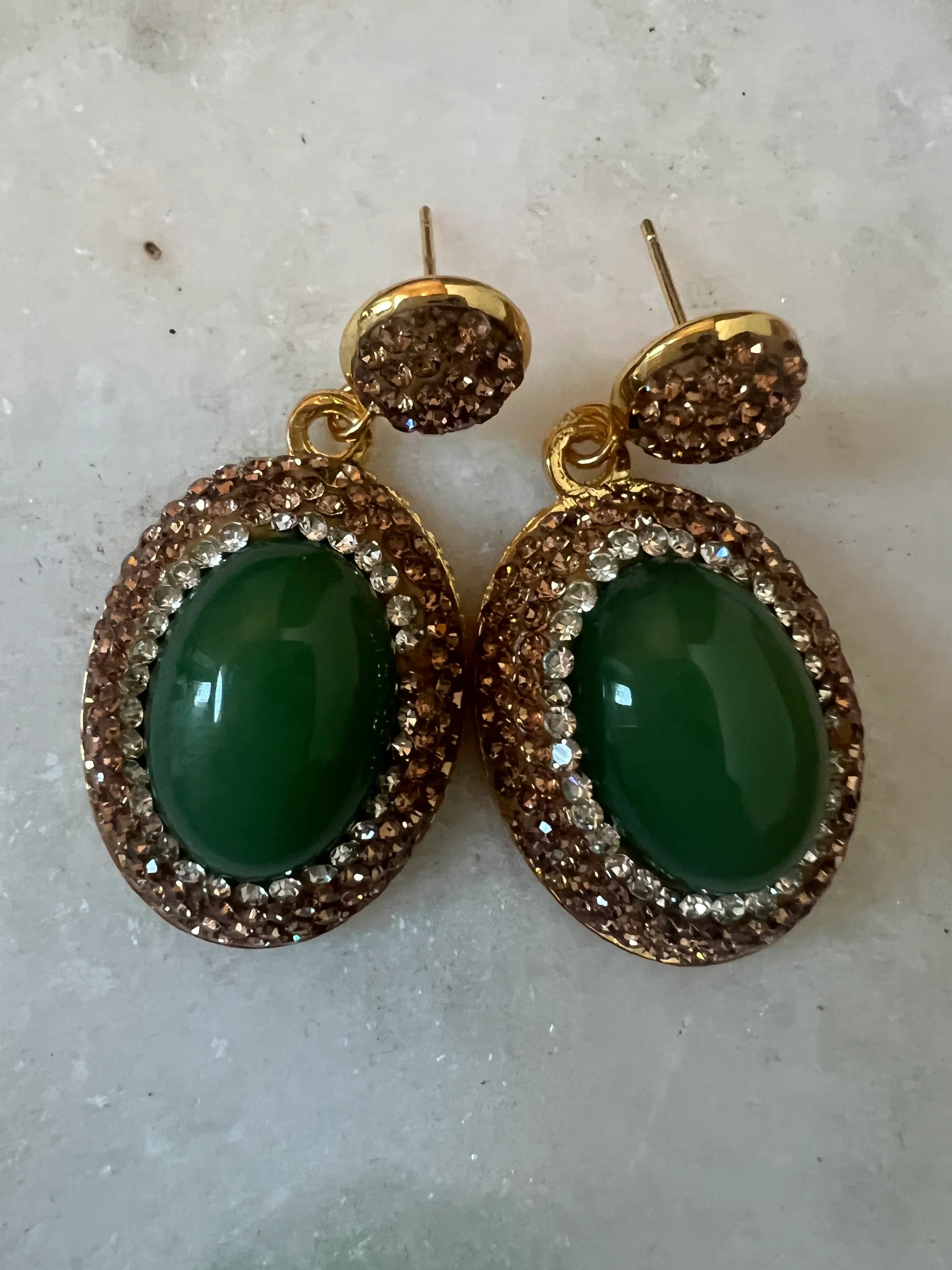 SALT OF THE EARTH Jade Rhinestone Earrings on Simply Obsessed