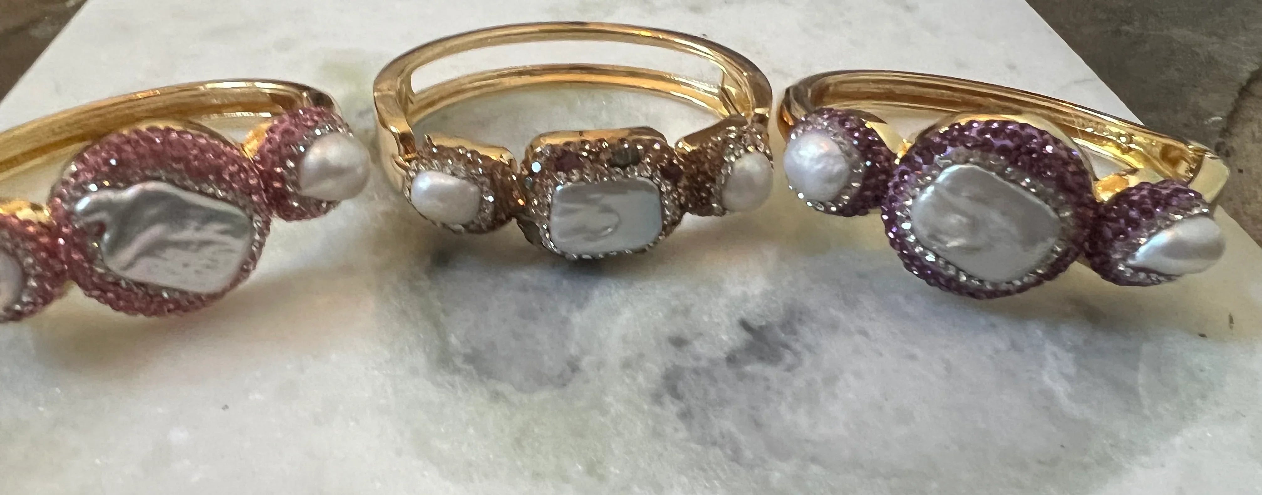 SALT OF THE EARTH Pearl & Rhinestone Hinged Bracelet on Simply Obsessed
