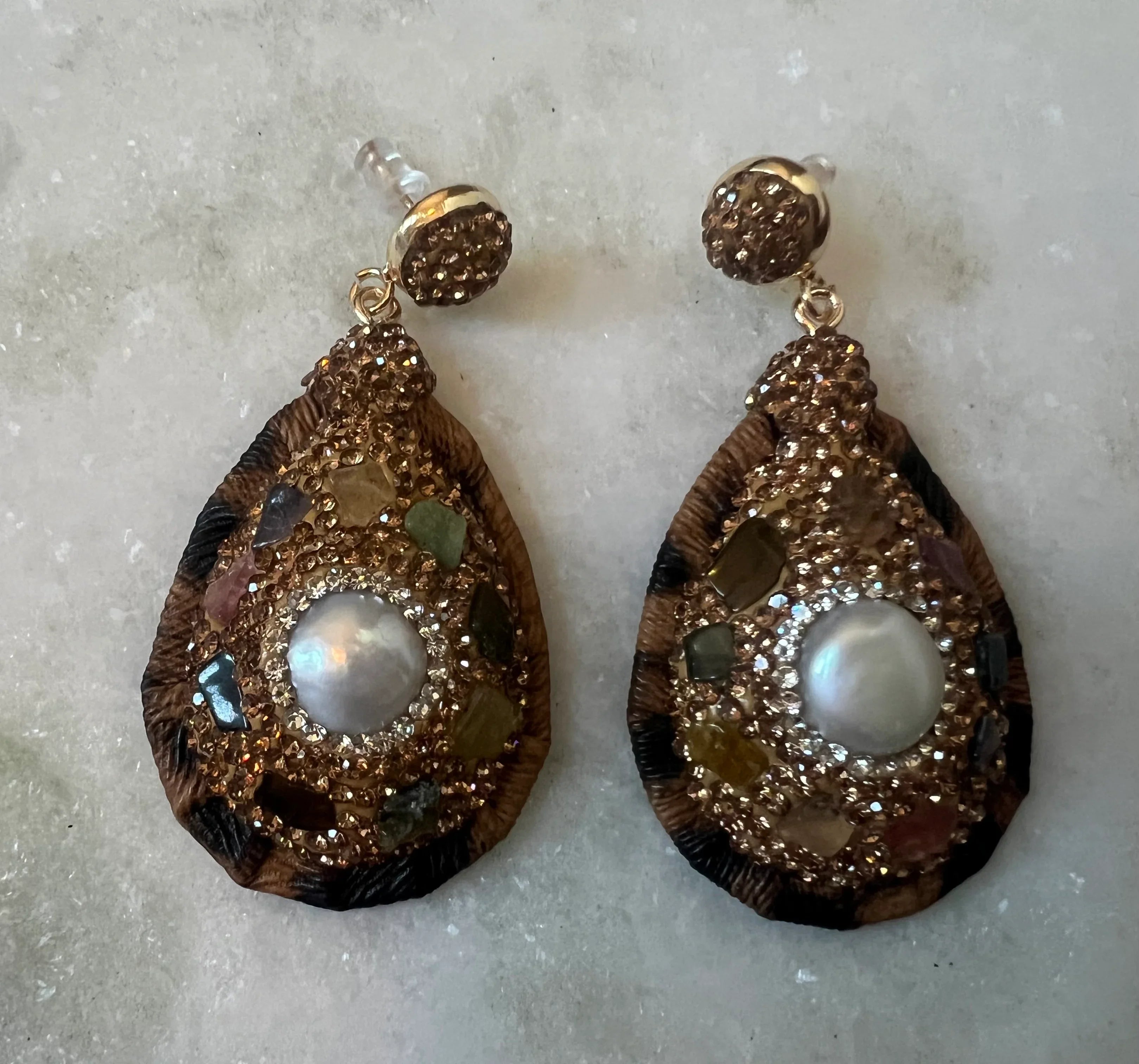SALT OF THE EARTH Pearl Multi Gemstone Bling Earrings on Simply Obsessed