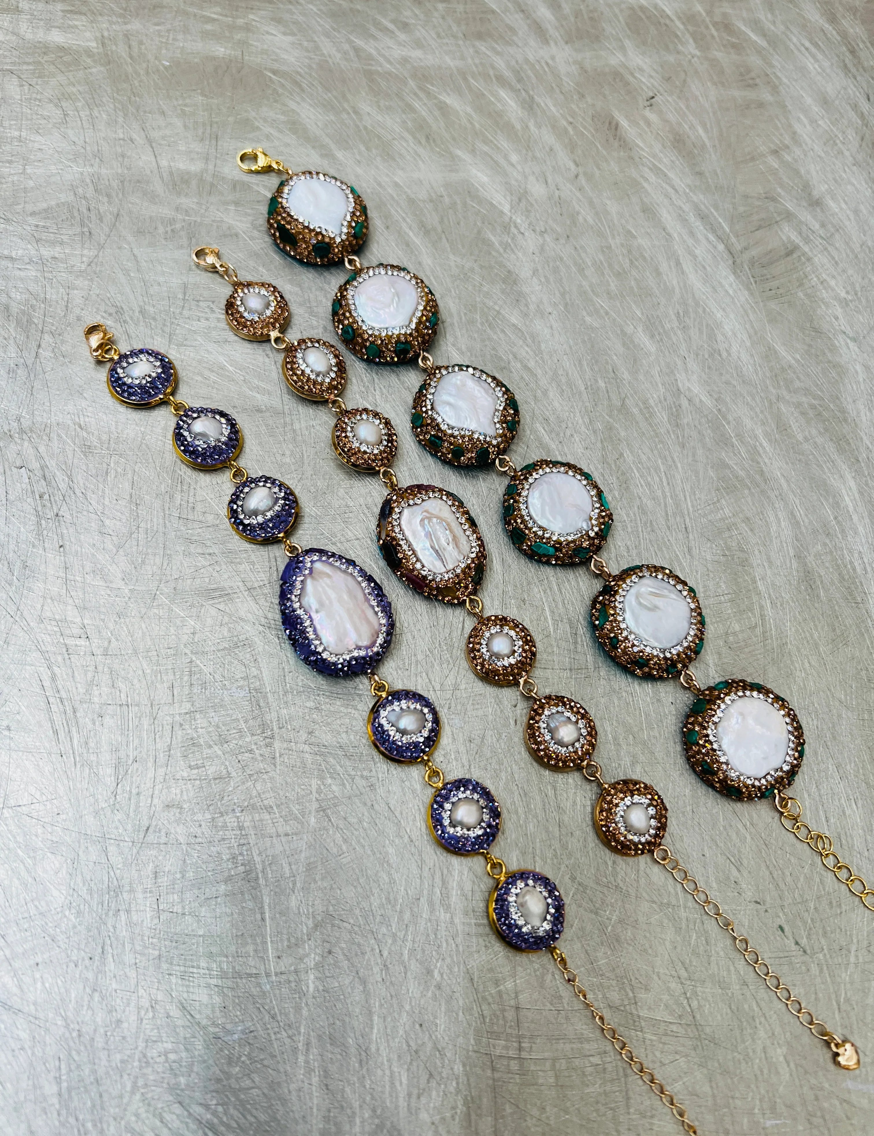SALT OF THE EARTH Pearl Rhinestone Link Bracelets on Simply Obsessed