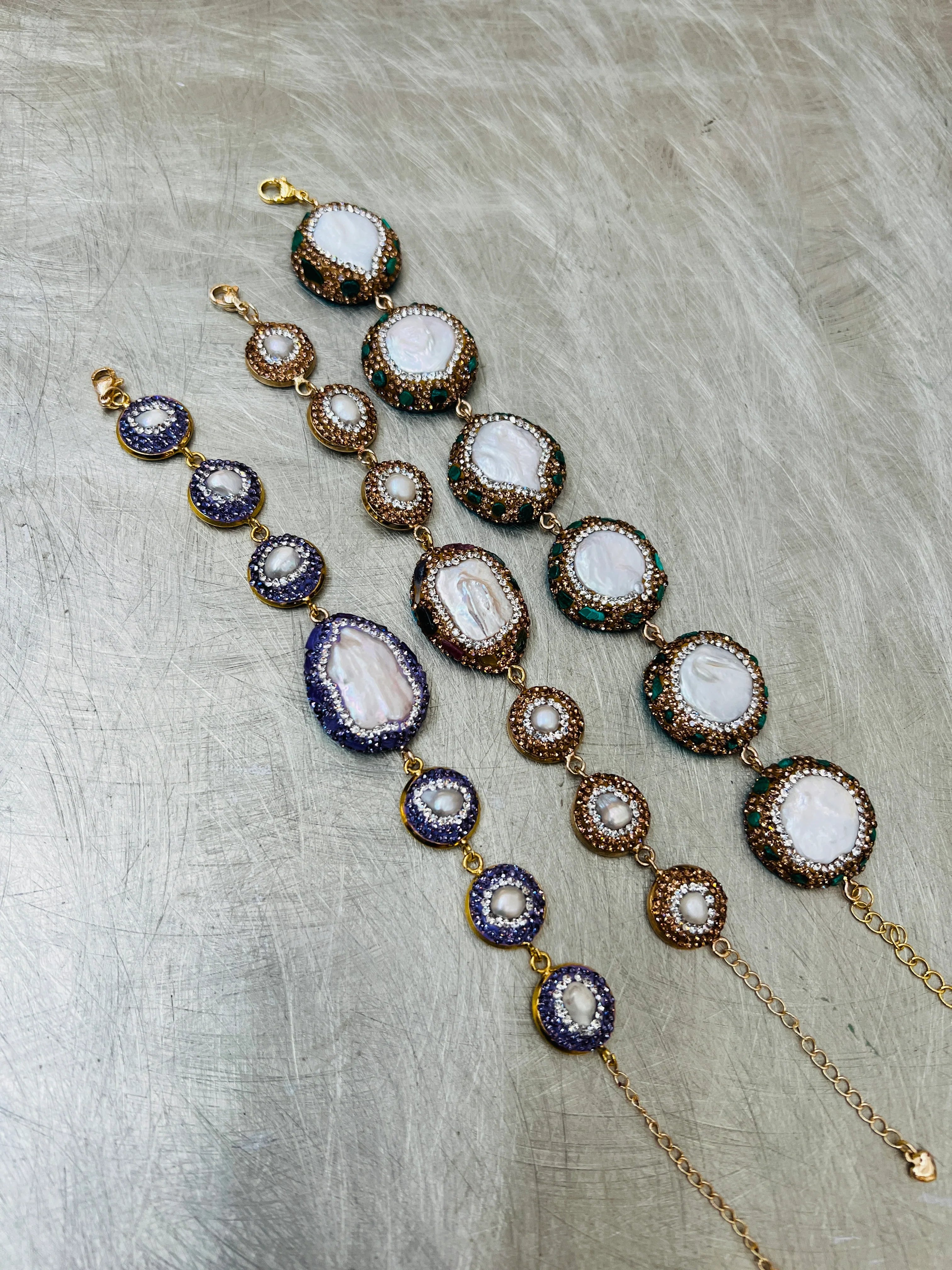 SALT OF THE EARTH Pearl Rhinestone Link Bracelets on Simply Obsessed