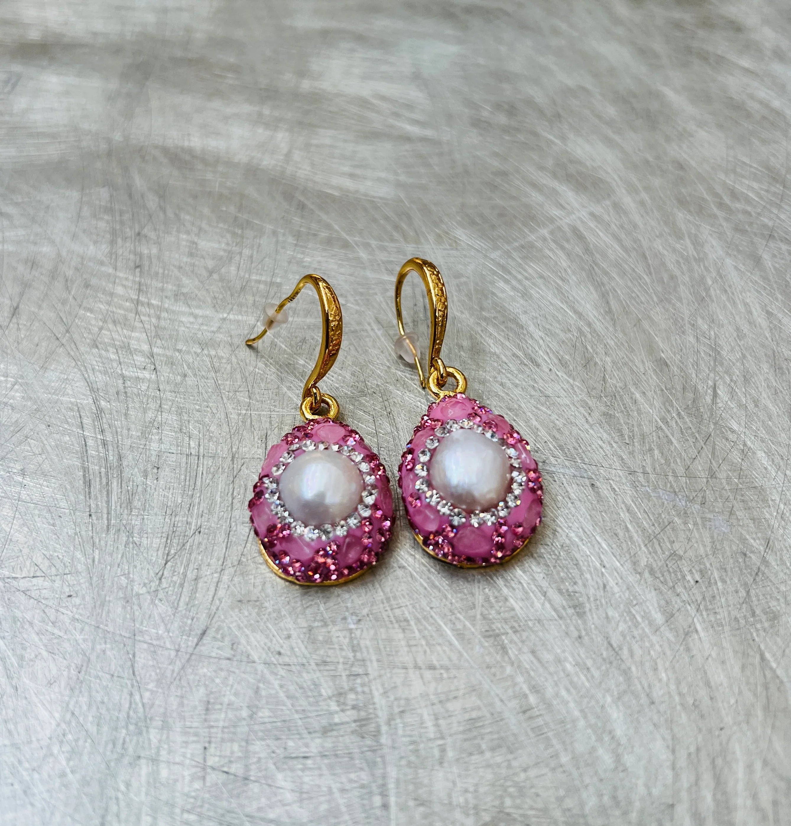 Pink Stone Bling Earrings on Simply Obsessed