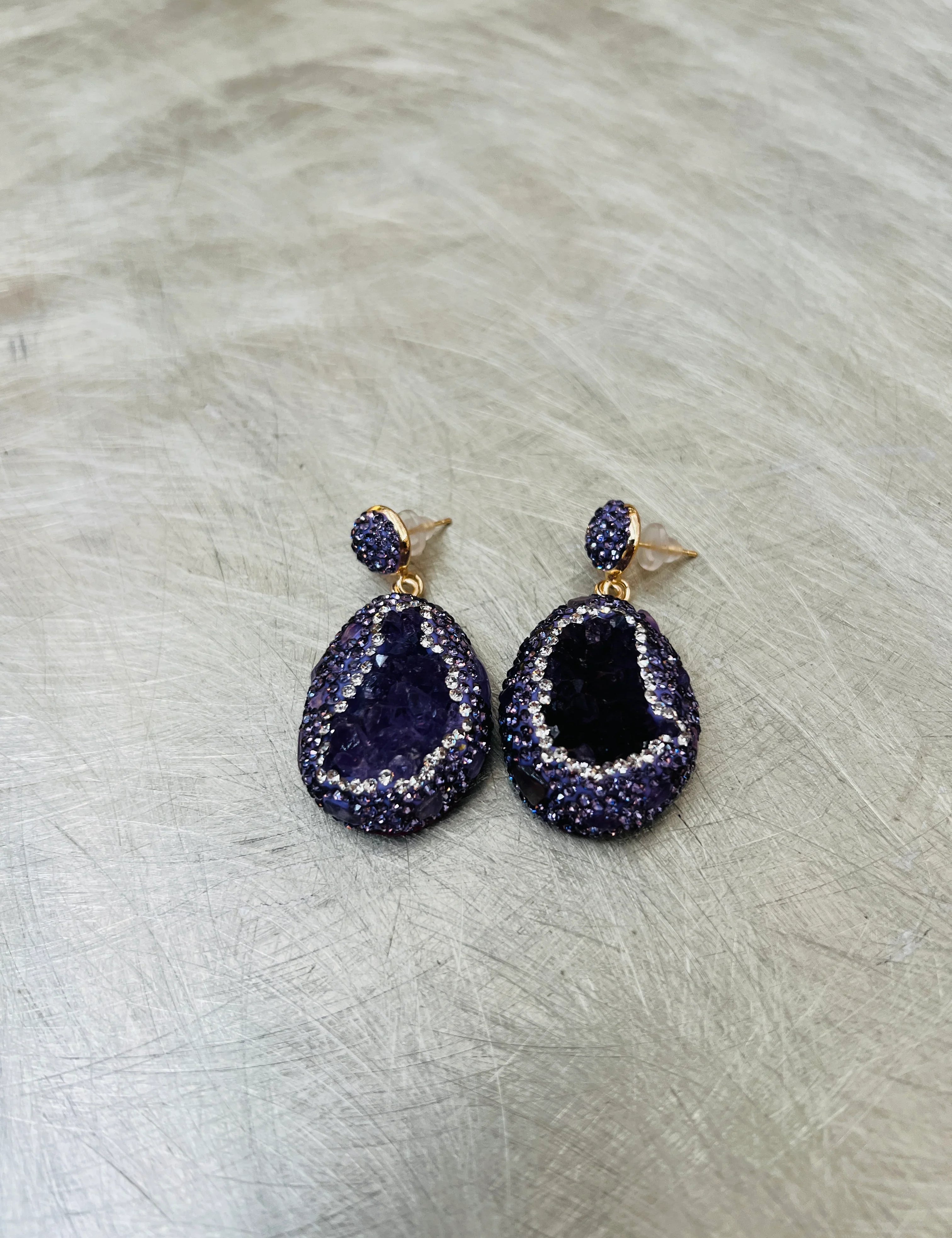 SALT OF THE EARTH Purple Stone Bling Earrings on Simply Obsessed