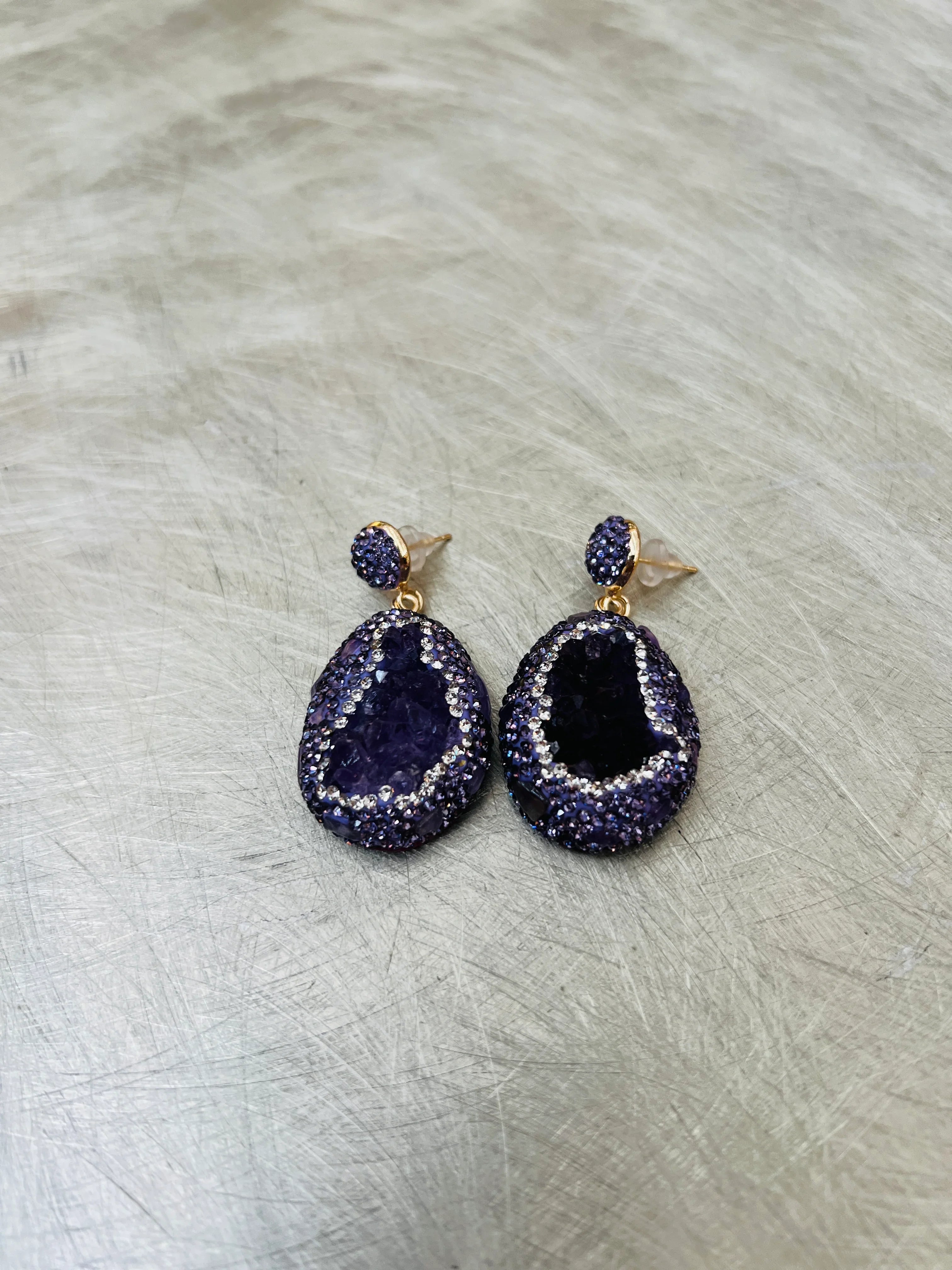 SALT OF THE EARTH Purple Stone Bling Earrings on Simply Obsessed