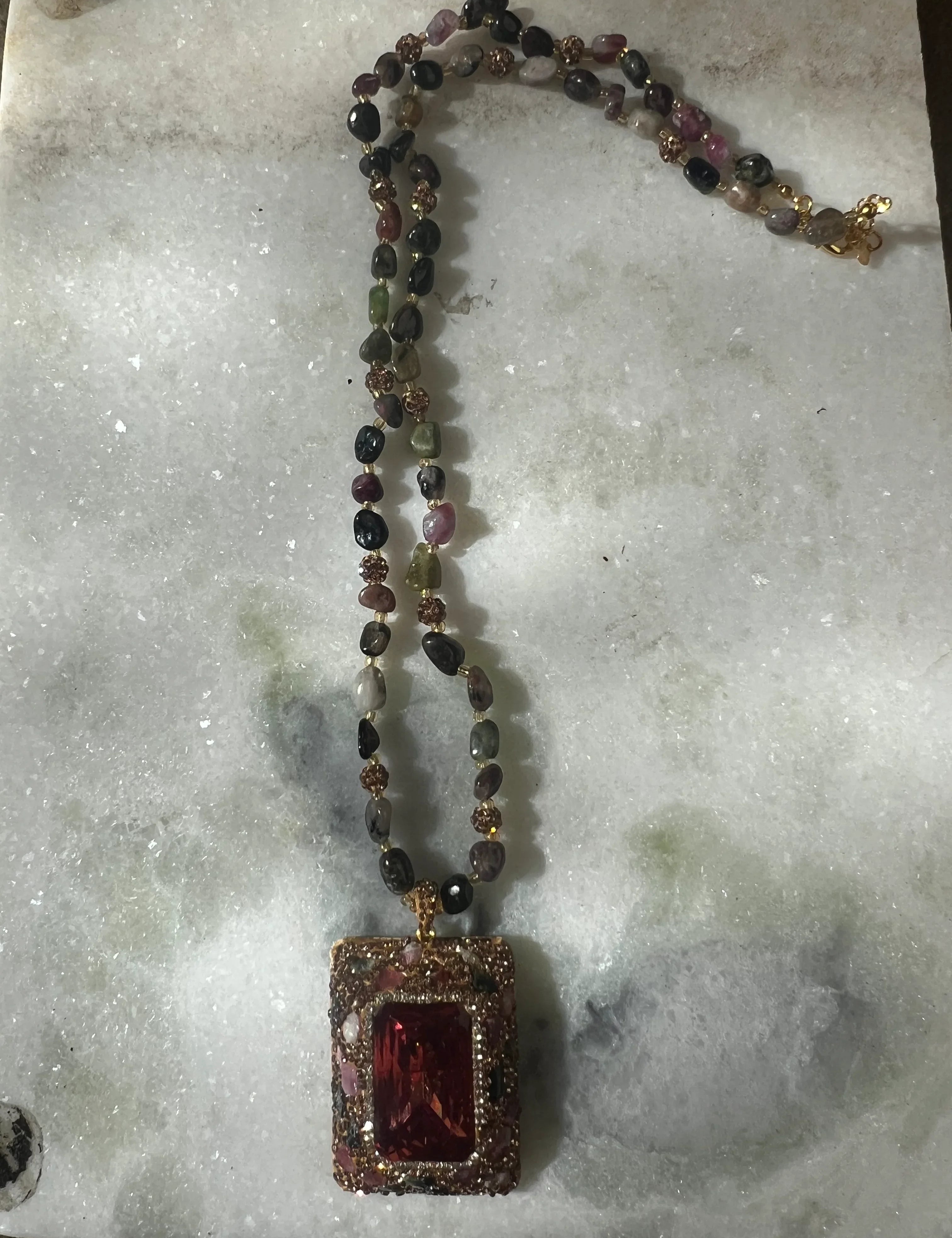 Multi Stone Pendant on Tourmaline Necklace on Simply Obsessed