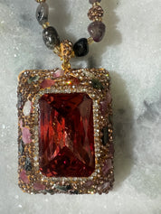 SALT OF THE EARTH Volcano/Multi Stone Pendant on Tourmaline Necklace on Simply Obsessed
