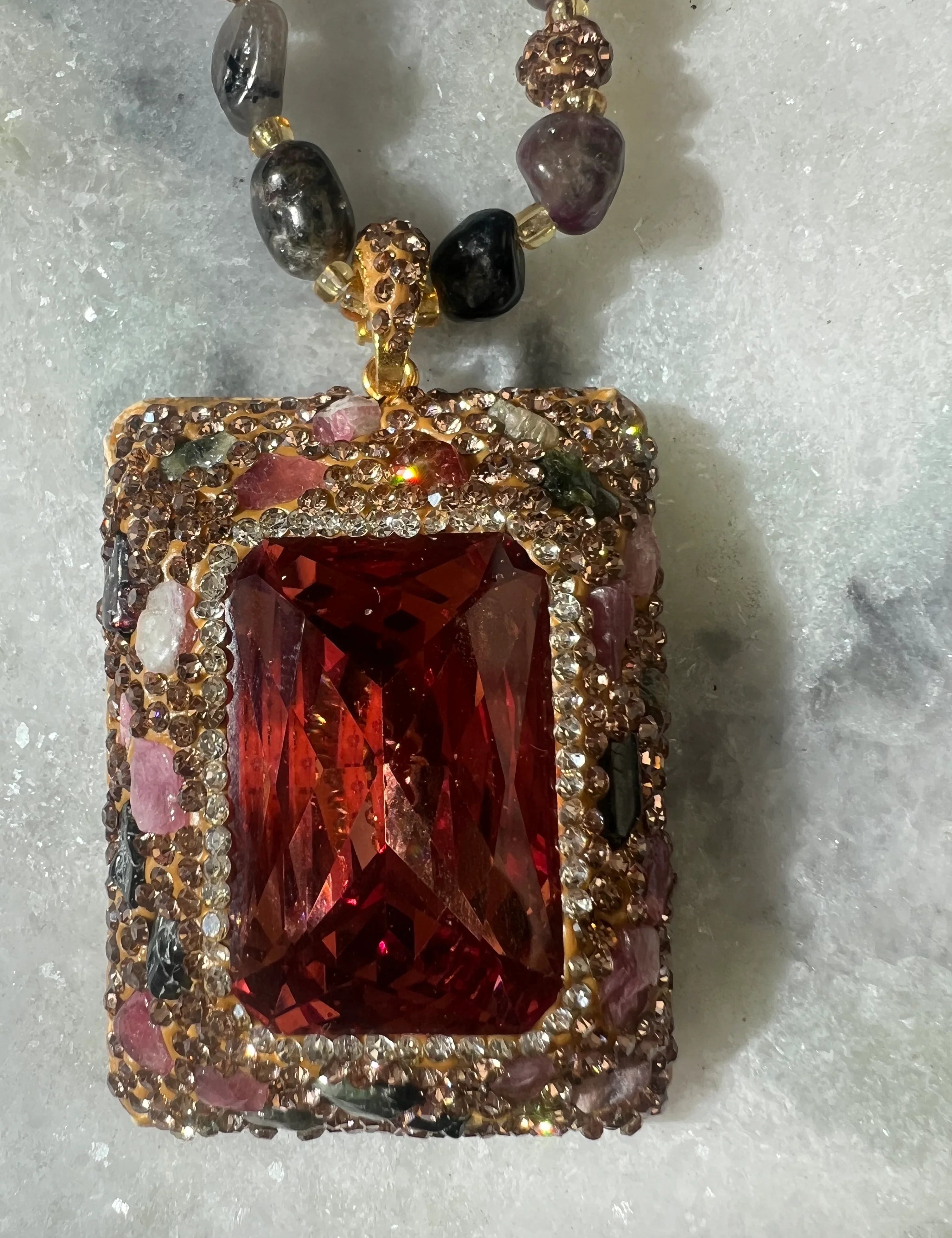Multi Stone Pendant on Tourmaline Necklace on Simply Obsessed