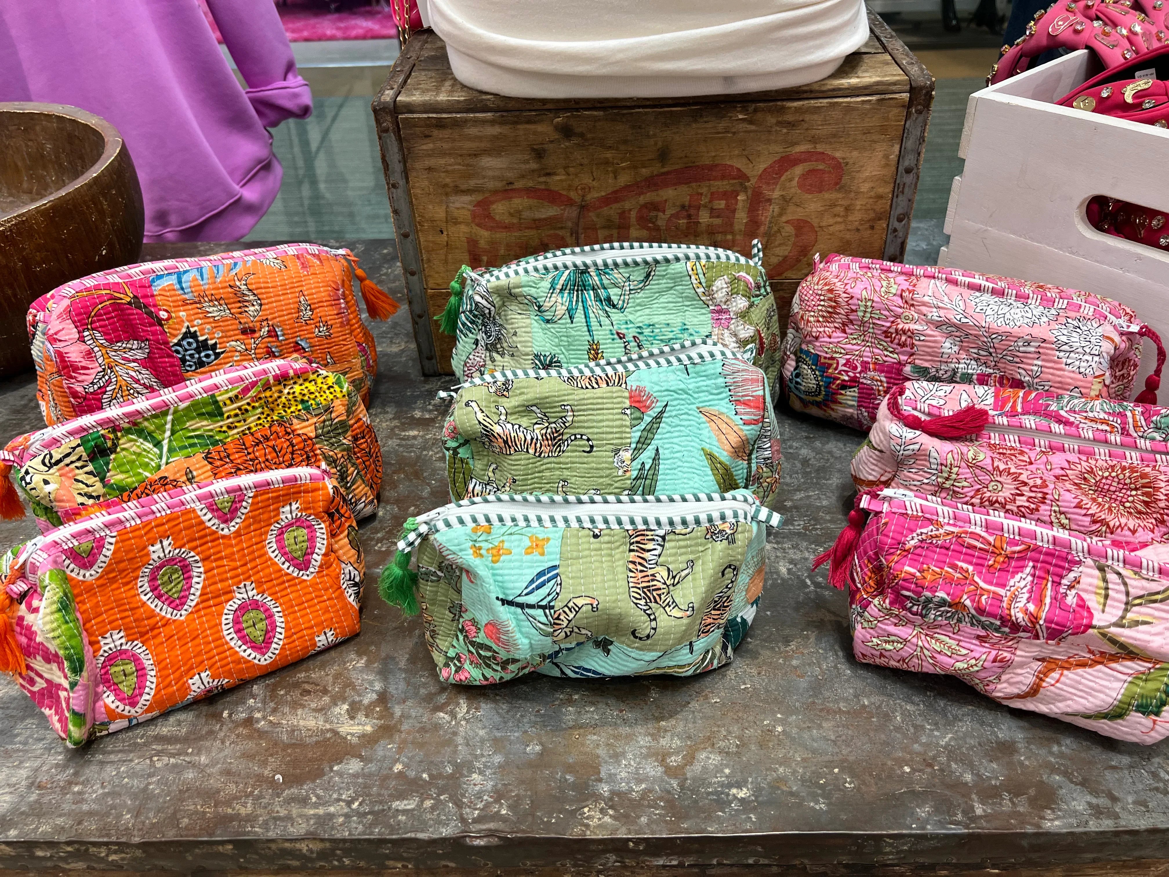 Set of 3 Cotton Kantha Makeup Bag Collection on Simply Obsessed