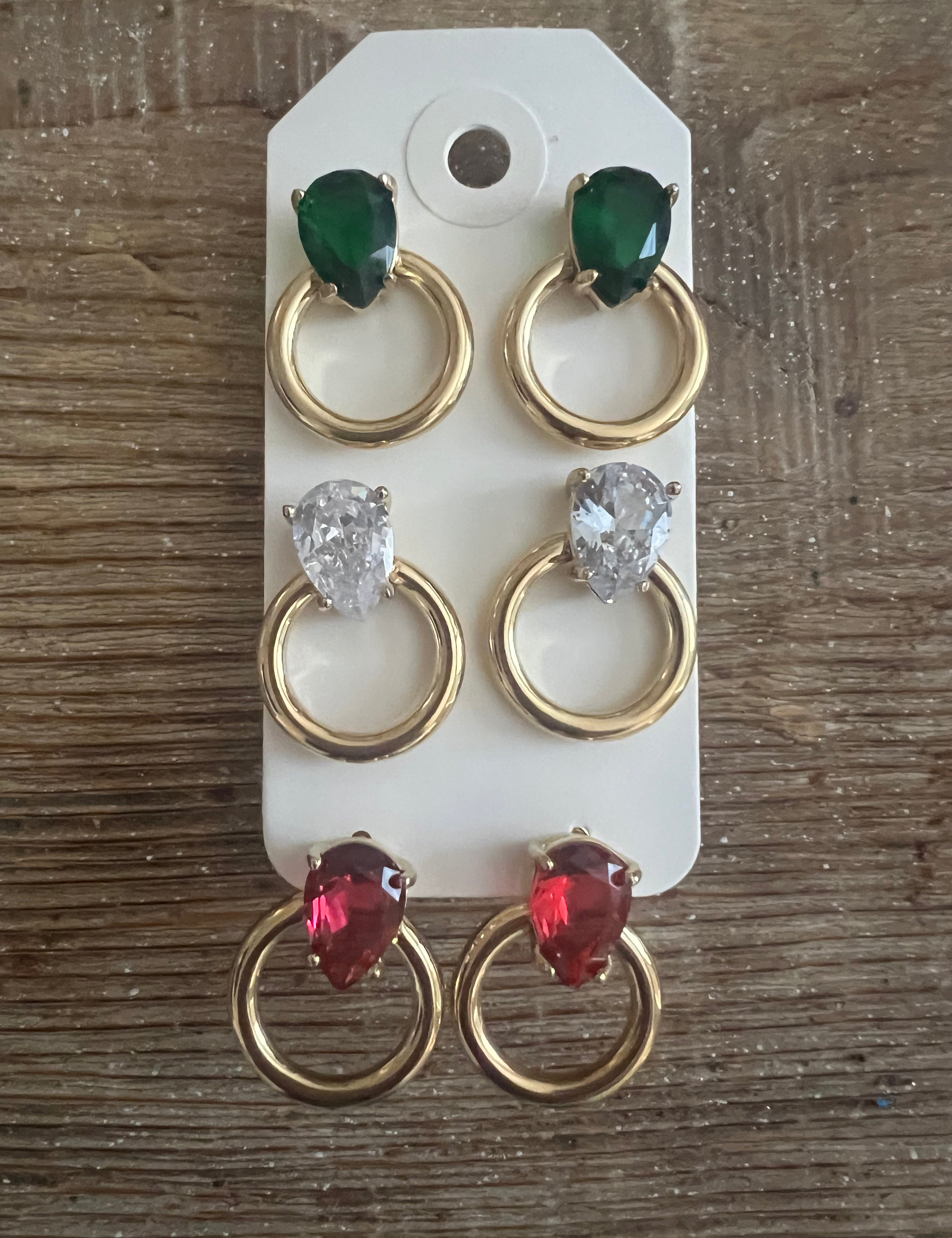 Set of 3 Gemstone Hoops on Simply Obsessed