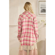 OLI + HALI Washed Plaid and Embroidered Mesh Mix Shacket on Simply Obsessed