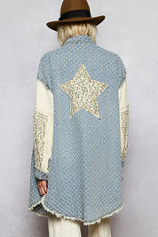 POL PEACE & STAR LONG DENIM CARDIGAN *VEGAS LIVES* on Simply Obsessed