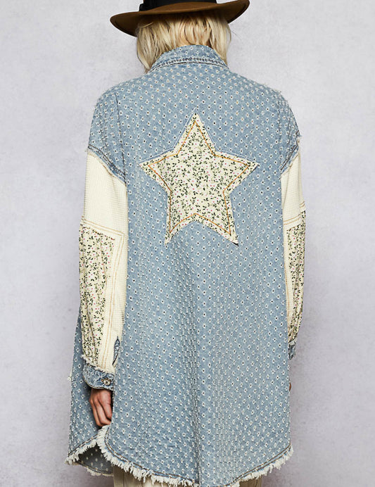 POL PEACE & STAR LONG DENIM CARDIGAN *VEGAS LIVES* on Simply Obsessed