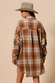 BIBI Checked Woven Frayed Edge Detail Shacket **VEGAS LIVE** on Simply Obsessed