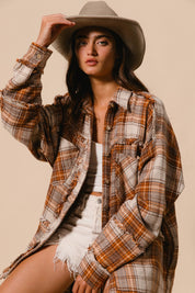 BIBI Checked Woven Frayed Edge Detail Shacket **VEGAS LIVE** on Simply Obsessed