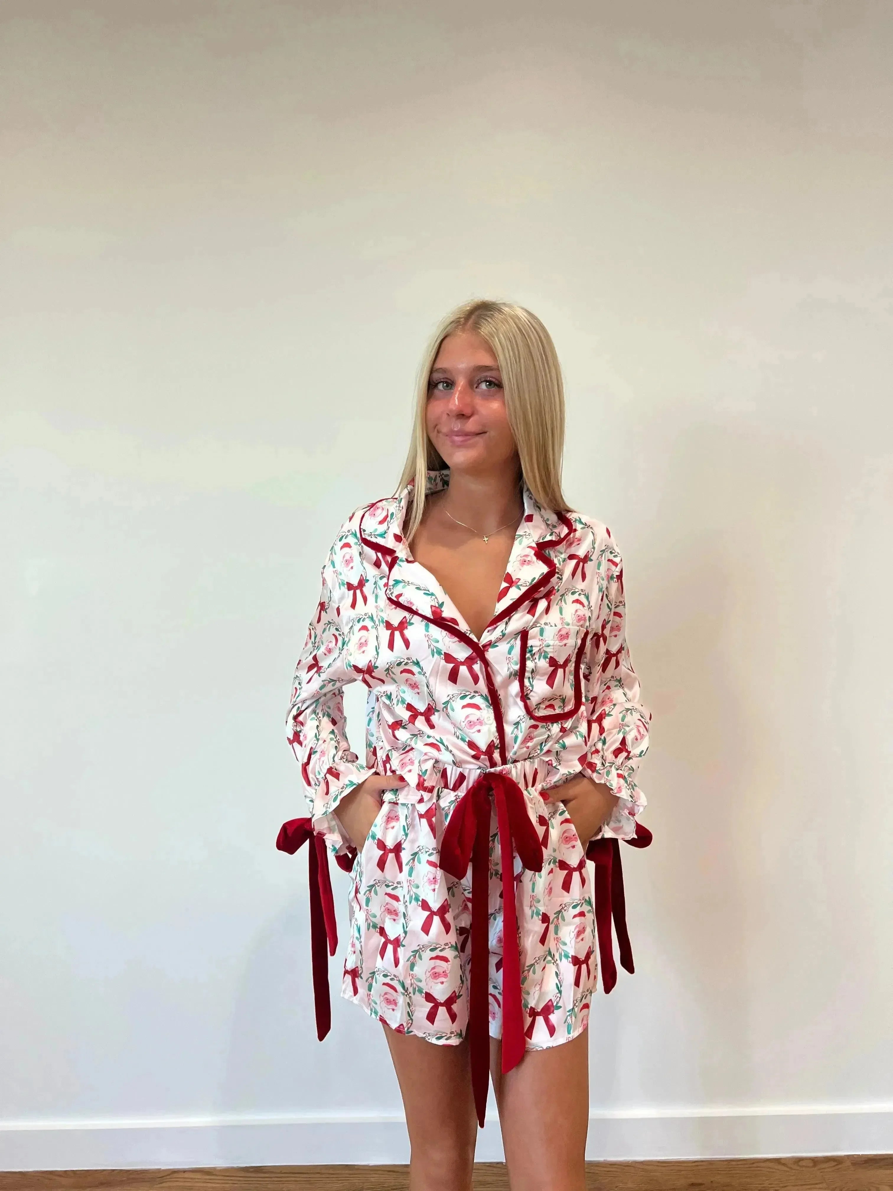 Silky PJ Short Set w/ Velvet Bows on Simply Obsessed