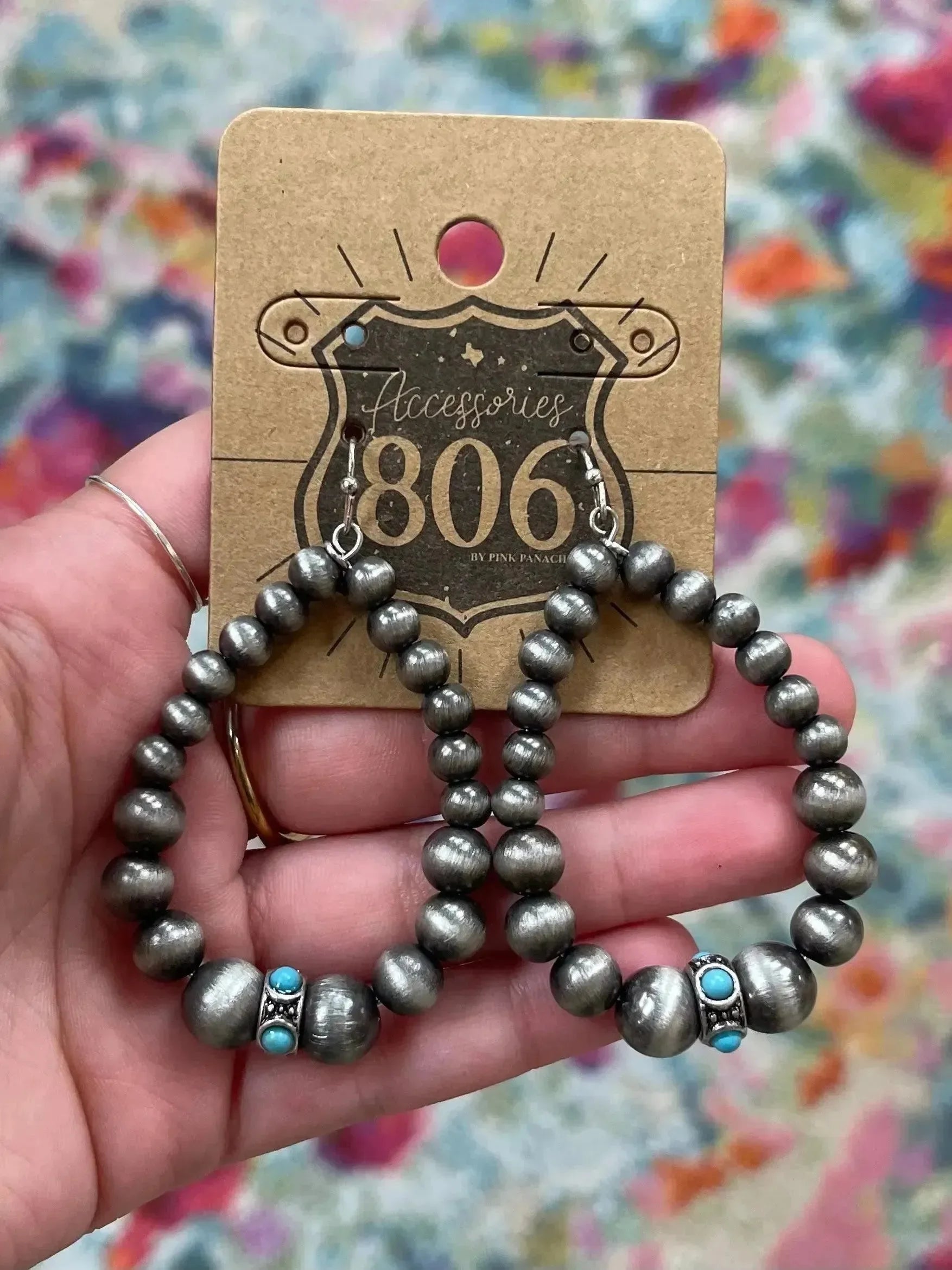 Silver/Turquoise Beaded Teardrop Earrings on Simply Obsessed