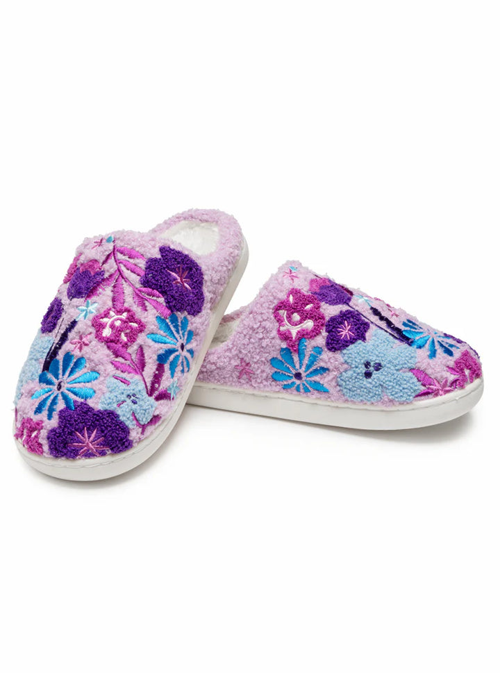 LIVING ROYAL Purple Bloom Slippers by Living Royal on Simply Obsessed