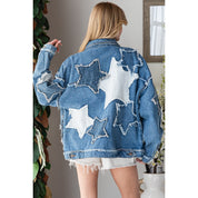 OLI + HALI Washed Star Patchwork Denim Jacket on Simply Obsessed