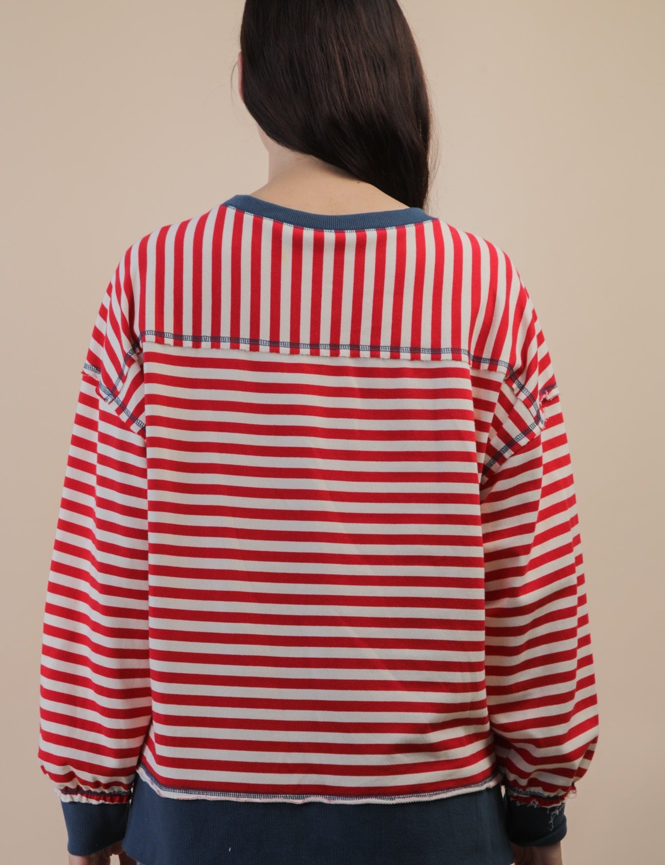 VERY J Striped Casual Oversized Knit Top on Simply Obsessed