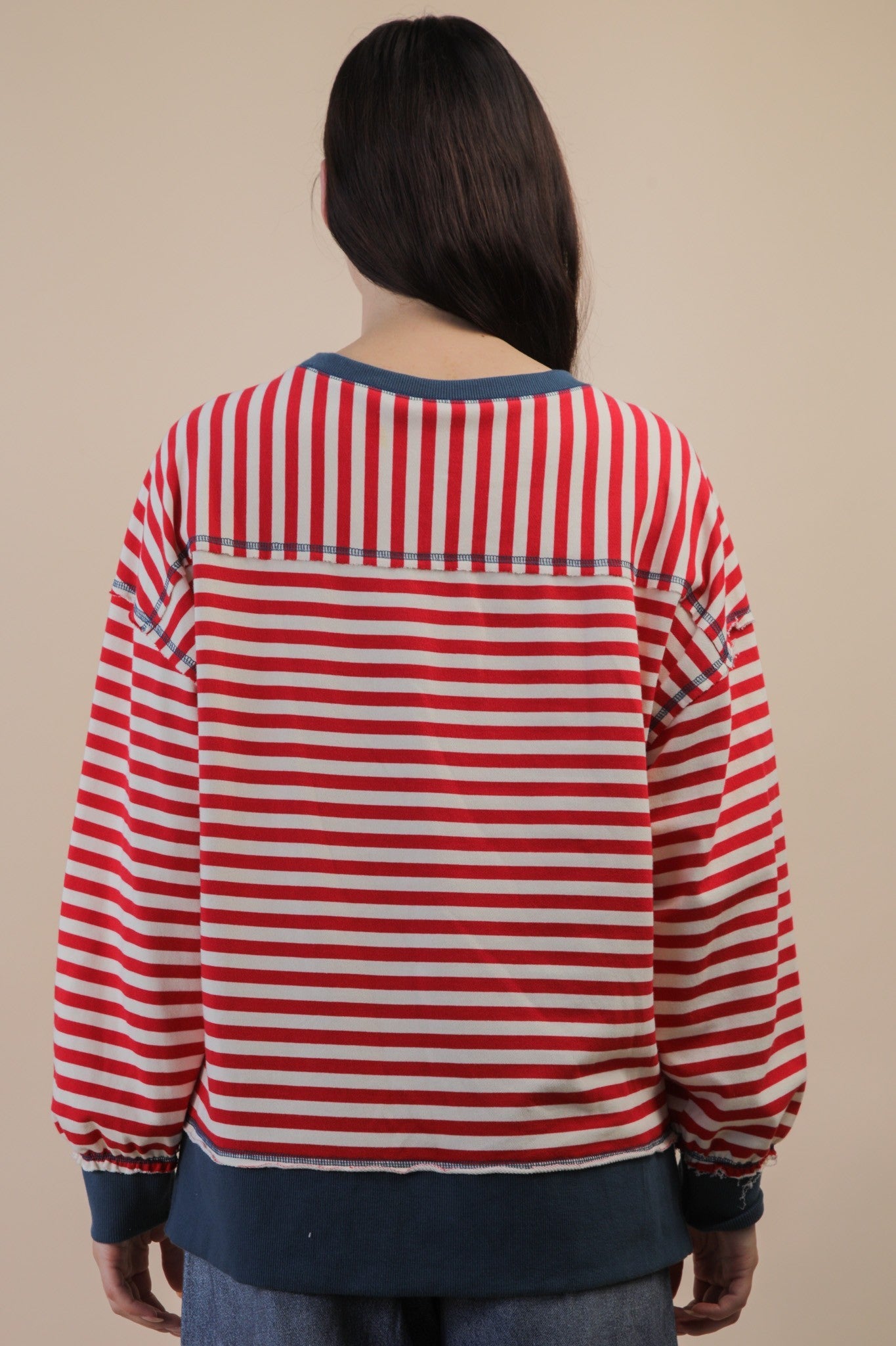 VERY J Striped Casual Oversized Knit Top on Simply Obsessed