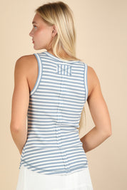 VERY J Striped & Solid Button Down Fitted Knit Tank Top on Simply Obsessed