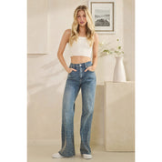 OLI + HALI Washed Embellished Denim Straight Jeans on Simply Obsessed