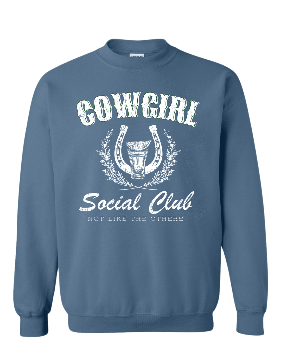 SUMMERTEES Cowgirl Social Club Crewneck - DENIM BLUE on Simply Obsessed