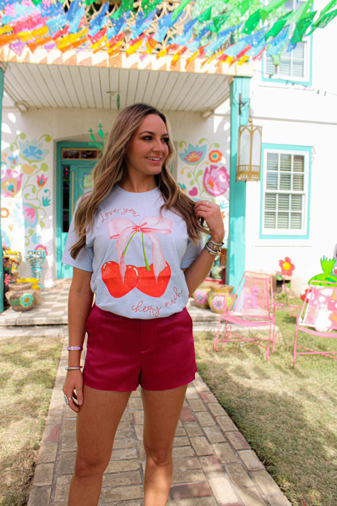 SUMMERTEES Love You Cherry Much Tee - SKY BLUE on Simply Obsessed