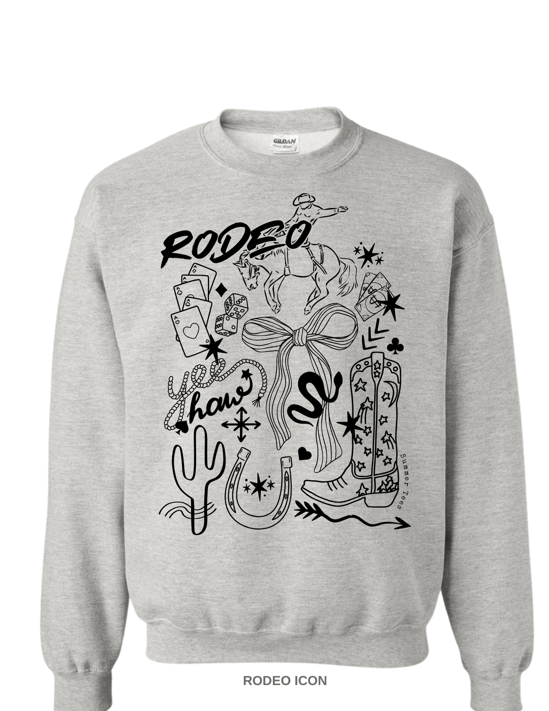 SUMMERTEES Rodeo Yeehaw Crewneck - H GREY on Simply Obsessed