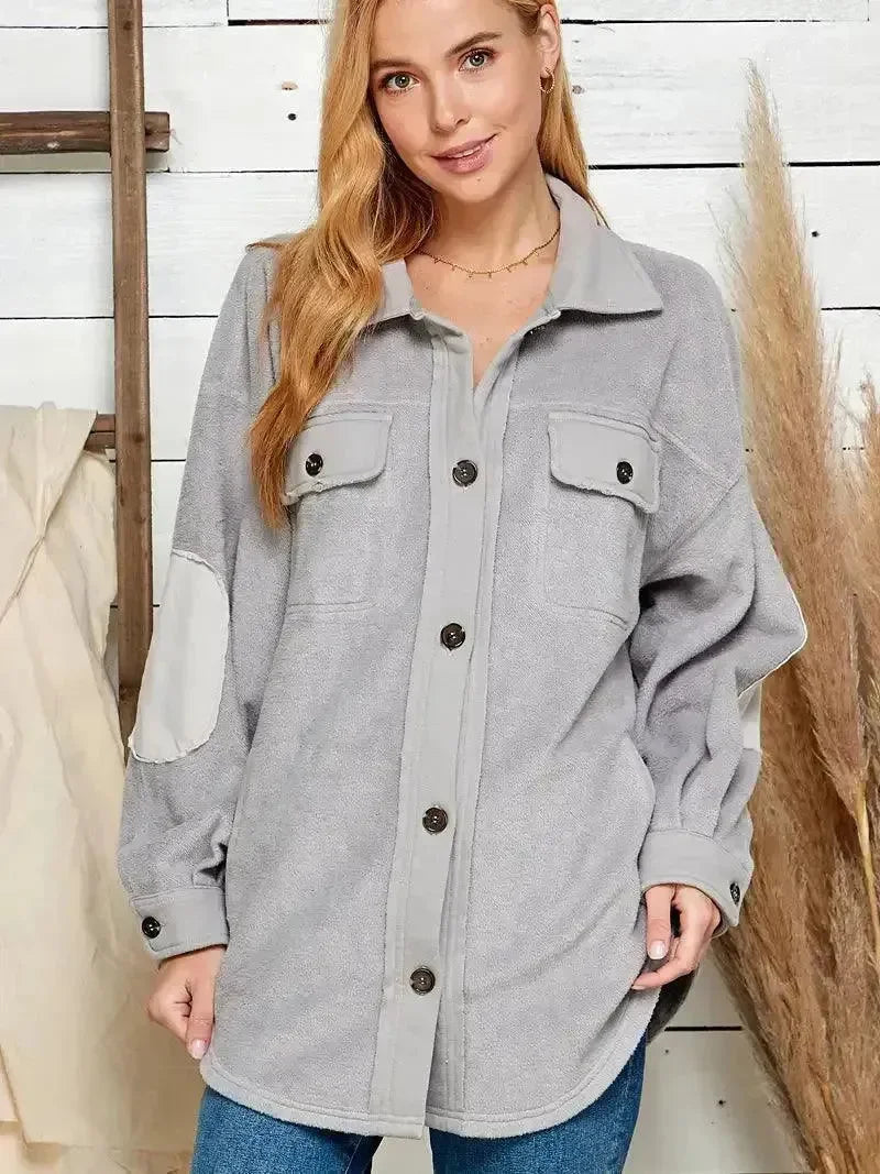 SWEET LEMON Fleece Button Down Pocket Shacket on Simply Obsessed