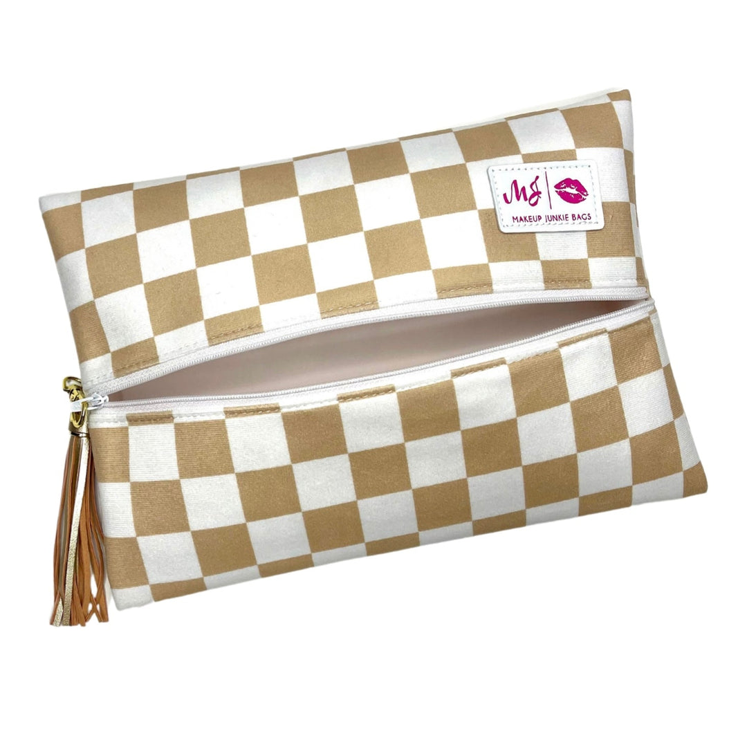 LIVE BOX- Khaki Checkered by Makeup Junkie Bags on Simply Obsessed